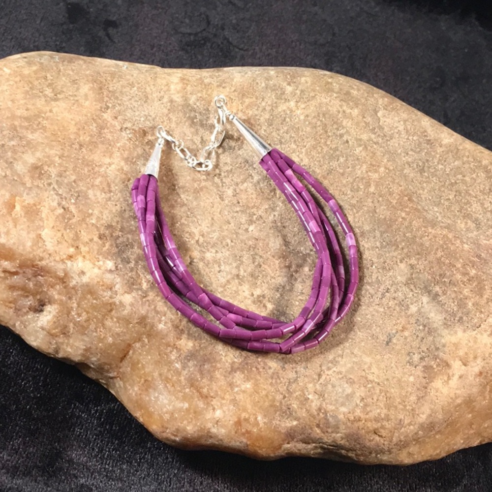 Sterling Silver 5 Strand Sugilite bracelet 8” - Picture 8 of 8